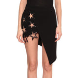 Anthony Vaccarello Black Asymmetrical Mini Skirt with Silver Star Hardware FW2015