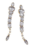 Vintage Gold Based Clear Crystal Extra Long Earrings