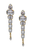 Vintage Gold Based Clear Crystal Extra Long Earrings
