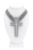 Vintage Silver Crystal Fausto Puglisi Style Cross Triple Chain Necklace Choker