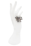 John Galliano Silver Metal Pirate Skull Feather Ring