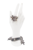 John Galliano Silver Metal Pirate Skull Feather Ring