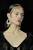 Givenchy Pearl Drop Black Bead Half Moon Disc Earrings Runway Fall 2015