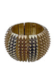 Vintage Gold Silver Two Tone Spike Wide Cuff Bracelet
