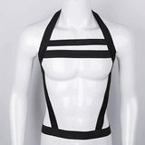 Vintage Black Elastic Minimalism Harness Top