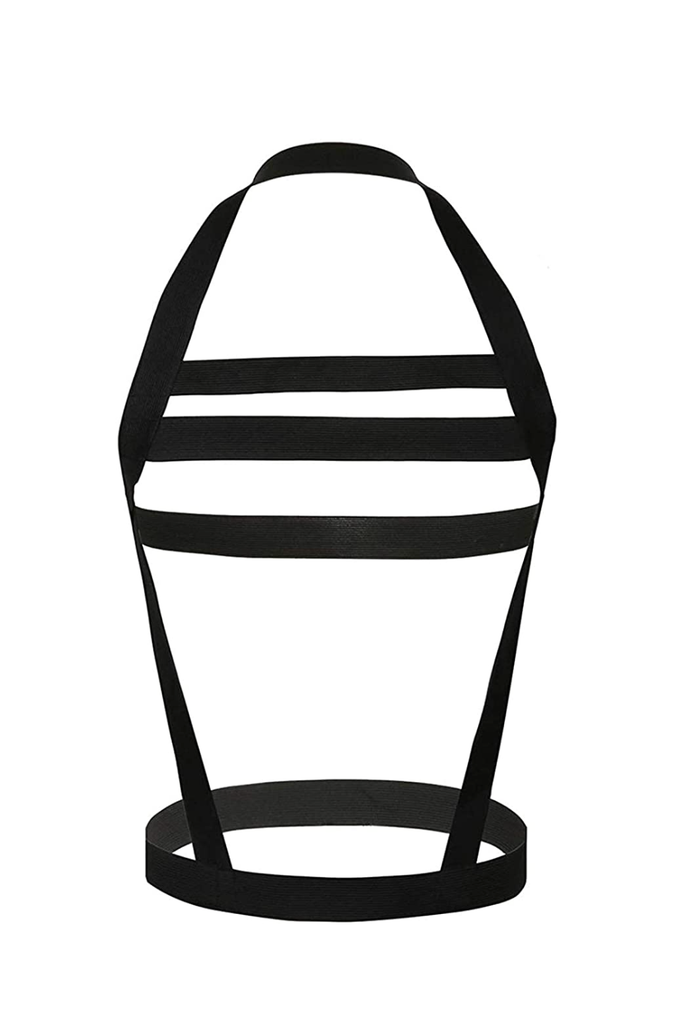 Vintage Black Elastic Minimalism Harness Top