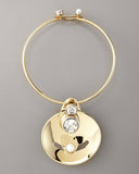 Lanvin Geometric Gold Disc with Pearl and Diamond Necklace FW2011