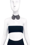 Lanvin Gray Silk Raw Edged Rounded Bow Tie