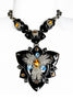 Lanvin Black Lacquer Dimensional Crystal Gem Stone Orchid Flower Necklace Runway Spring 2008