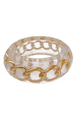 Armani Oversized Lucite Gold Chain Bangle Bracelet