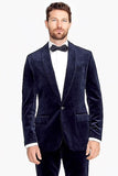 Vintage Blue Velvet Tuxedo Smoking Suit Jacket Blazer