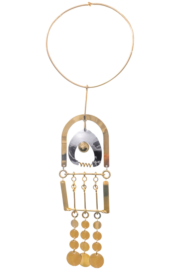 Maison Margiela X John Galliano Gold Silver Oversized Industrial Runway Necklace Fall 2017