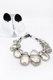 Monies Lucite  Crystal Geometric Statement Necklace