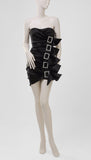 Alexander Vauthier Black Satin Square Crystal Buckle Mini Dress Haute Couture Spring 2018