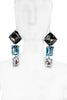 Paumé Atelier Silver Oversized Smoked Grey Quartz Aquamarine Blue Crystal Headband Earrings