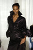 Boudicca Black Shine "Trash Bag" Shirt Blouse with Sculptural Balloon Sleeve FW2005