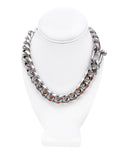 Cruize "Lucien" Silver Heavy Chain U-Clasp Necklace