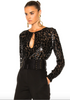 Alexandre Vauthier Black Lurex Leopard Blouse Top