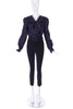 Saint Laurent Rive Gauche Navy Peacoat with Vivienne Westwood Black Ruffle Bow "Pirate" Blouse