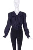 Saint Laurent Rive Gauche Navy Peacoat with Vivienne Westwood Black Ruffle Bow "Pirate" Blouse