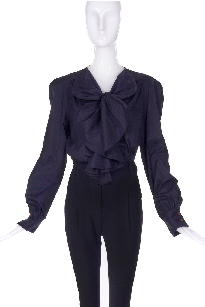Vivienne Westwood Black "Pirate" Bow Ruffle Shirt Blouse