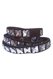 Xavier Delcour Black Leather Crystal Pyramid Stud Wrap Belt