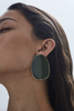 Xenia Bous Black Enamel Gold Flat Big Stone Earrings