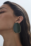 Xenia Bous Black Enamel Gold Flat Big Stone Earrings