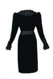 Saint Laurent Black Velvet "Catherine Deneuve" Dress with Silk Ruffle Neck - BOUTIQUE PURCHASE PRICE