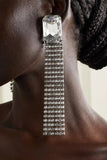 Saint Laurent Silver Crystal Fringe Extra Long Earrings Fall 2021