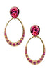 Saint Laurent YSL Vintage 80's Gold Pink Fuchsia Magenta Crystal Hoop Earrings