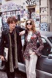 Saint Laurent Paris by Hedi Slimane Leopard Baby Cat Print Skinny Plissé Scarf with Fringe Fall Winter 2013