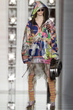 Christian Dior x Galliano Blue Yellow Pink Orange Multicolor Zipper Collar Shirt Top FW2001