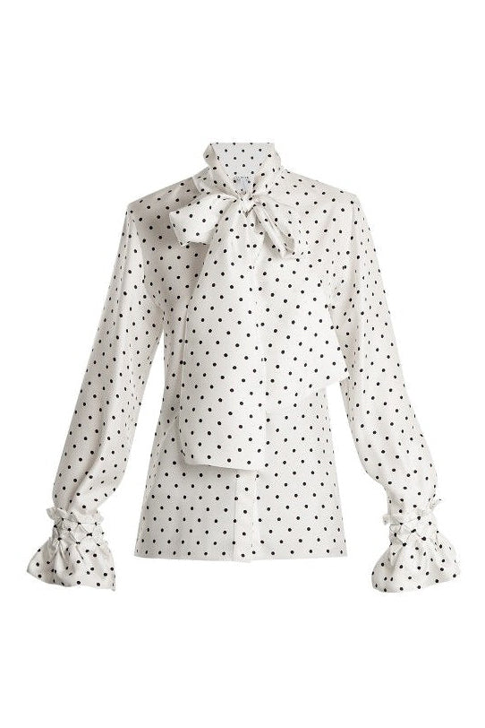 Loewe White & Black Polka Dot Blouse