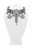 Mawi Blackened Silver Crystal Rhinestone Green Gemstone Geometric Bike Chain Choker Necklace