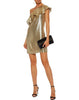 Rachel Zoe Gold Lamé One Shoulder Ruffle Mini Dress