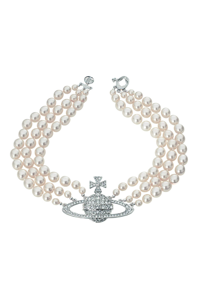Vivienne Westwood Silver Triple Pearl Orb Choker