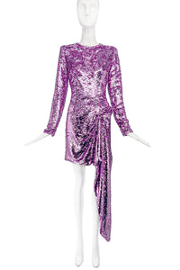 16 Arlington Purple Lavender Asymmetric Sequin Dress