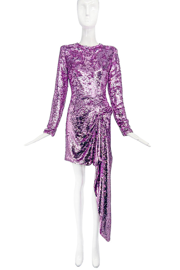 16 Arlington Purple Lavender Asymmetric Sequin Dress