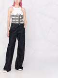 Area NYC Black Elastic Boned Corset Crystal Rhinestone Cup Corset Top