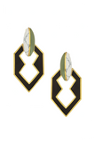 Eddie Borgo Black Enamel Gold Jade Howlite Stone Geometric Earrings