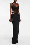 David Koma Black Lace Bow Cut Out Dress Gown