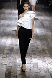 Lanvin White One Shoulder Ruffle Top