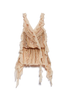 Aniye Records Beige Sequin Ruffle Drop Waist Mini Dress