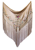 John Galliano Embroidered Floral Shawl with Fringe