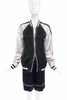 3.1 Philip Lim Black Satin White Piping Sleeve Boxer Shorts Bomber Jacket Ensemble