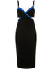 Mugler Black Body Con Cut Out Dress with Cobalt Blue Trim