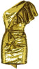 Alexandre Vauthier Lime Green Gold Sequin One Shoulder Ruffle Dress