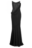 Mugler Black Draped Asymmetric Exposed Boning Corset Dress Gown