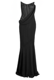 Mugler Black Draped Asymmetric Exposed Boning Corset Dress Gown